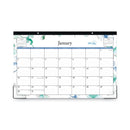 Blue Sky® Lindley Desk Pad, Floral Artwork, 17 x 11, White/Blue/Green Sheets, Black Binding, Clear Corners, 12-Month (Jan to Dec): 2025 (BLS100024)
