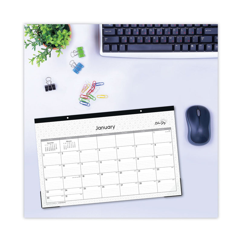 Blue Sky® Enterprise Desk Pad, Geometric Artwork, 17 x 11, White/Gray Sheets, Black Binding, Clear Corners, 12-Month (Jan to Dec): 2025 (BLS111293)