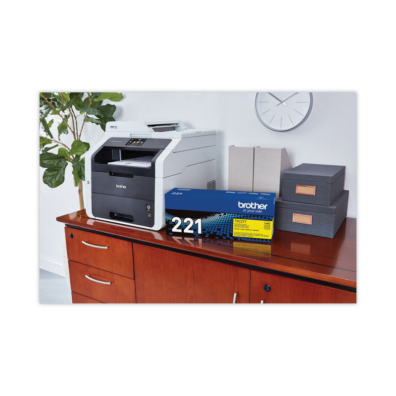 Brother TN221Y Toner, 1400 Page-Yield, Yellow (QY9381)