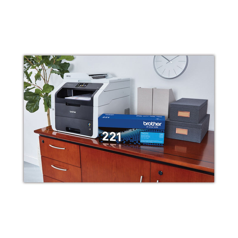 Brother TN221C Toner, 1400 Page-Yield, Cyan (QY9379)