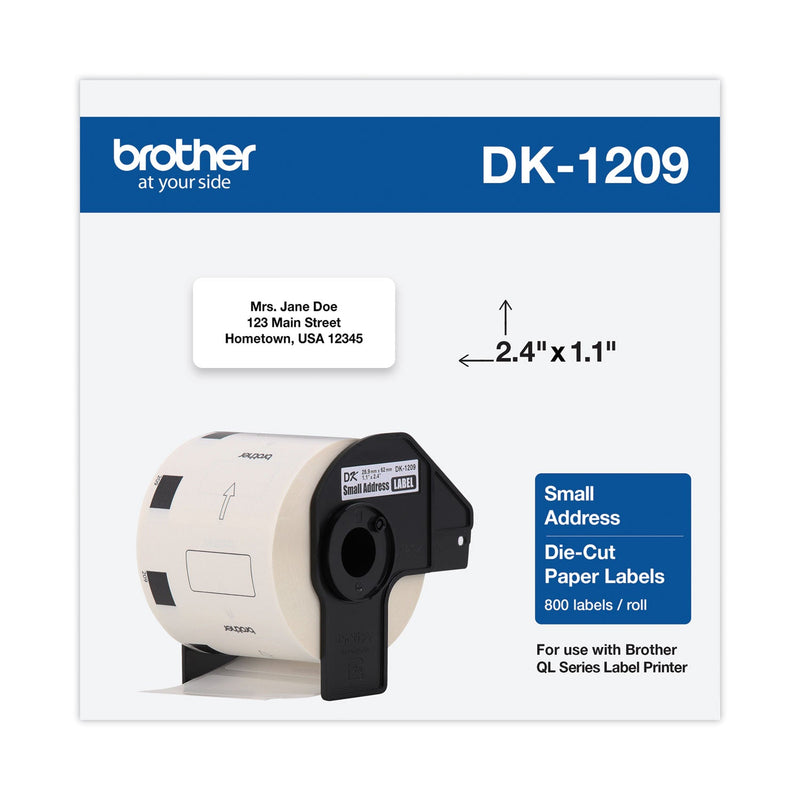 Brother Die-Cut Address Labels, 1.1" x 2.4", White, 800/Roll (BRTDK1209)
