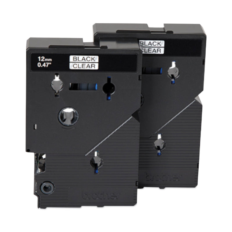 Brother TC Tape Cartridges for P-Touch Labelers, 0.47" x 25.2 ft, Black on Clear, 2/Pack (BRTTC10)