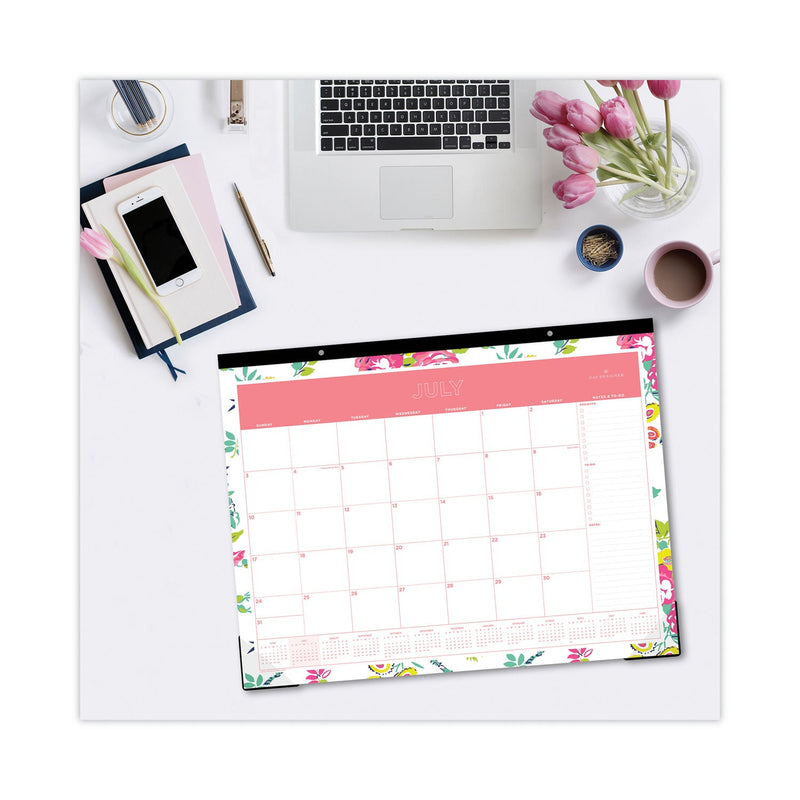 Blue Sky® Day Designer Peyton Academic Desk Pad, Floral Artwork, 22 x 17, Black Binding, Clear Corners, 12-Month (July-June): 2024-2025 (BLS107938)
