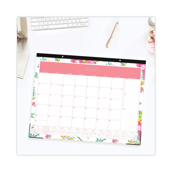 Blue Sky® Day Designer Peyton Academic Desk Pad, Floral Artwork, 22 x 17, Black Binding, Clear Corners, 12-Month (July-June): 2024-2025 (BLS107938)