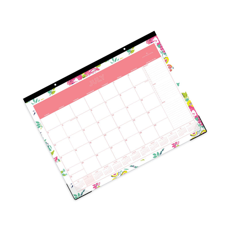 Blue Sky® Day Designer Peyton Academic Desk Pad, Floral Artwork, 22 x 17, Black Binding, Clear Corners, 12-Month (July-June): 2024-2025 (BLS107938)