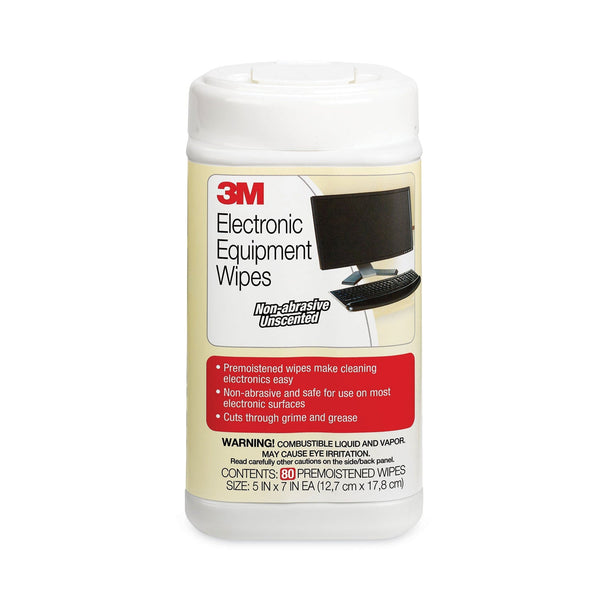 3M™ Electronic Equipment Cleaning Wipes, 5.5 x 6.75, White, 80/Canister (MMMCL610)