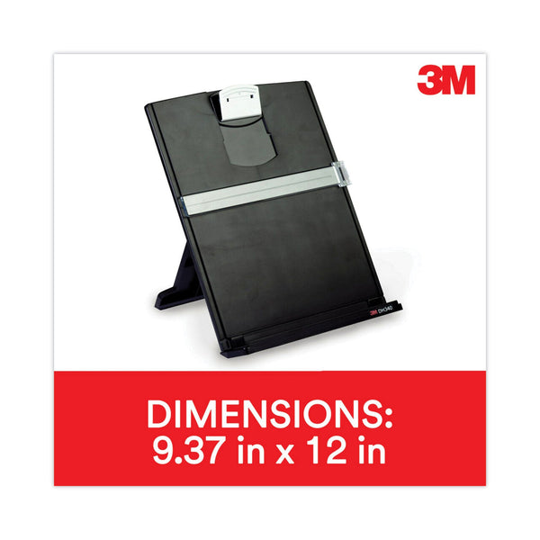 3M™ Fold-Flat Freestanding Desktop Copyholder, 150 Sheet Capacity, Plastic, Black/Silver Clip (MMMDH340MB)