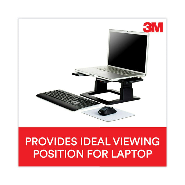 3M™ Adjustable Notebook Riser, 13" x 13" x 4" to 6", Black, Supports 20 lbs (MMMLX500)