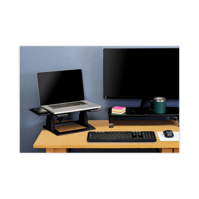 3M™ Adjustable Notebook Riser, 13" x 13" x 4" to 6", Black, Supports 20 lbs (MMMLX500)