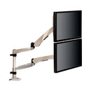 3M™ Easy-Adjust Desk Dual Arm Mount for 27" Monitors, 360 deg Rotation, +90/-15 deg Tilt, 360 deg Pan, Silver, Supports 20 lb (MMMMA265S)