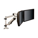 3M™ Easy-Adjust Desk Dual Arm Mount for 27" Monitors, 360 deg Rotation, +90/-15 deg Tilt, 360 deg Pan, Silver, Supports 20 lb (MMMMA265S)