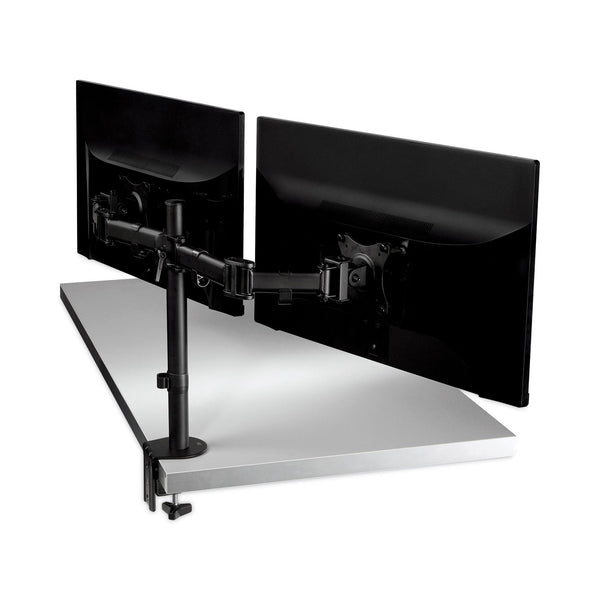 3M™ Dual Monitor Mount, For 27" Monitors, 360 Degree Rotation, +45 Degree/-45 Degree Tilt, 90 Degree Pan, Black, Supports 20 lb (MMMMM200B)