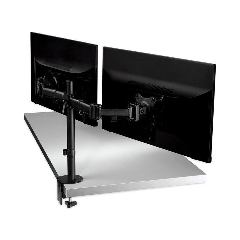 3M™ Dual Monitor Mount, For 27" Monitors, 360 Degree Rotation, +45 Degree/-45 Degree Tilt, 90 Degree Pan, Black, Supports 20 lb (MMMMM200B)