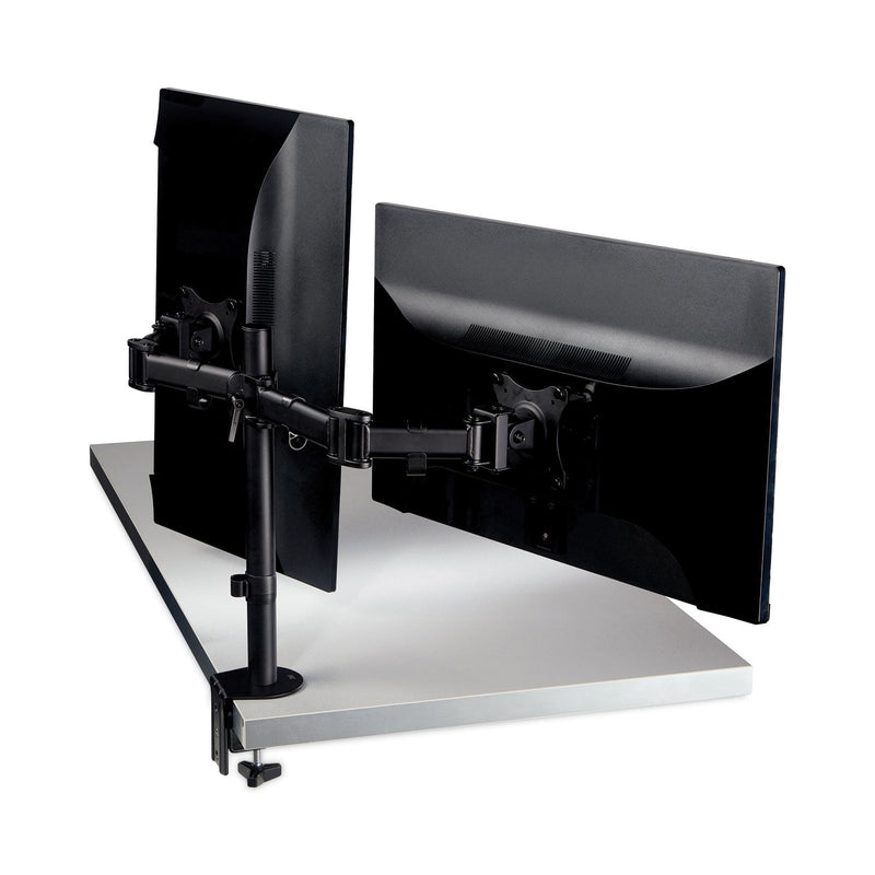 3M™ Dual Monitor Mount, For 27" Monitors, 360 Degree Rotation, +45 Degree/-45 Degree Tilt, 90 Degree Pan, Black, Supports 20 lb (MMMMM200B)