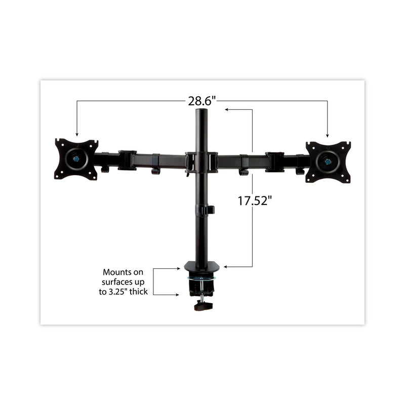 3M™ Dual Monitor Mount, For 27" Monitors, 360 Degree Rotation, +45 Degree/-45 Degree Tilt, 90 Degree Pan, Black, Supports 20 lb (MMMMM200B)