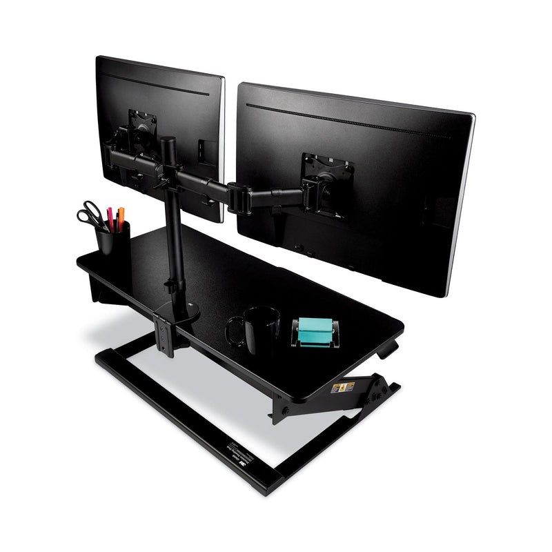 3M™ Dual Monitor Mount, For 27" Monitors, 360 Degree Rotation, +45 Degree/-45 Degree Tilt, 90 Degree Pan, Black, Supports 20 lb (MMMMM200B)