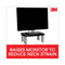 3M™ Adjustable Height Monitor Stand, 15 x 12 x 2.63 to 5.88, Black/Silver (MMMMS80B)