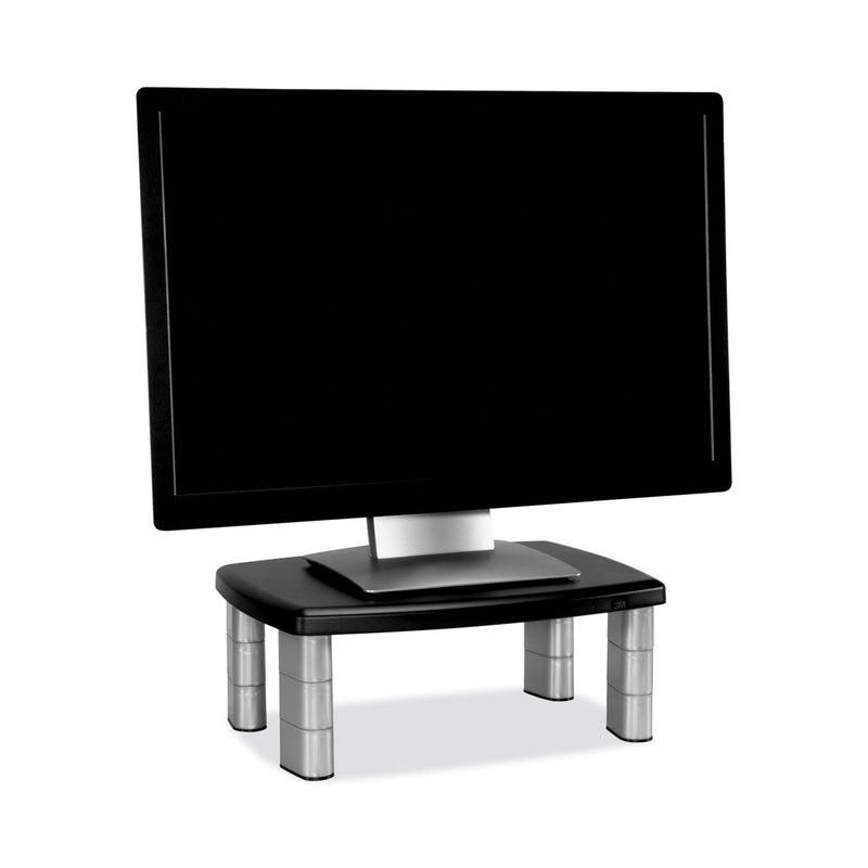 3M™ Adjustable Height Monitor Stand, 15 x 12 x 2.63 to 5.88, Black/Silver (MMMMS80B)