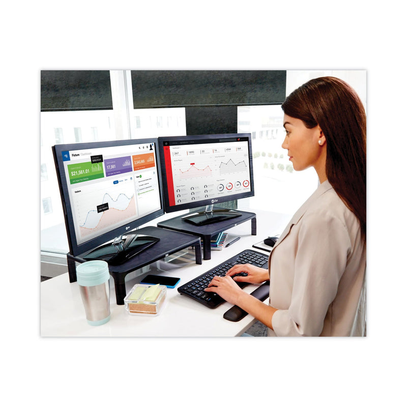 3M™ Adjustable Monitor Stand, 16" x 12" x 1.75" to 5.5", Black, Supports 20 lbs (MMMMS85B)