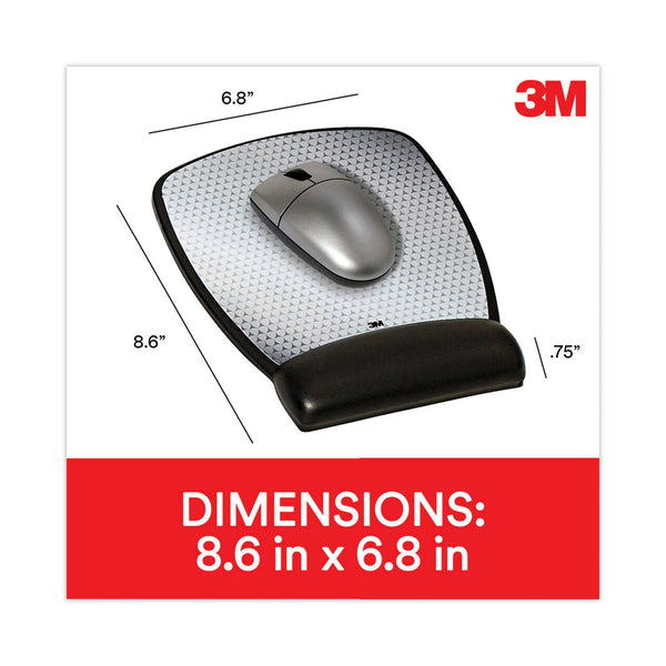 3M™ Antimicrobial Gel Compact Mouse Pad with Wrist Rest, 8.6 x 6.75, Black (MMMMW309LE)