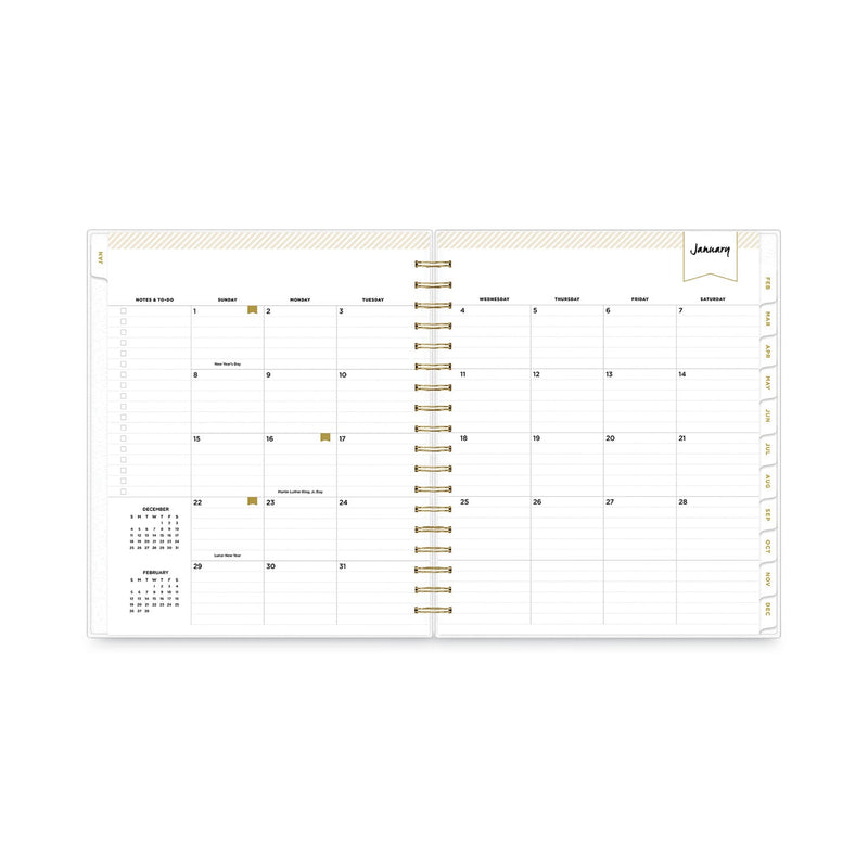 Blue Sky® Day Designer Daily/Monthly Frosted Planner, Rugby Stripe Artwork, 10 x 8, Black/White Cover, 12-Month (July-June): 2024-2025 (BLS137885)