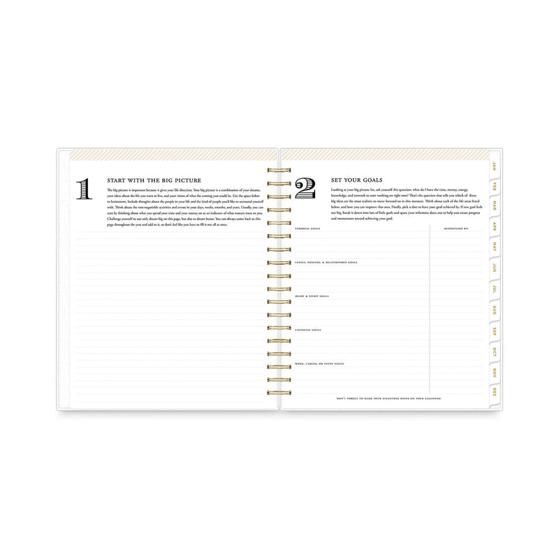 Blue Sky® Day Designer Daily/Monthly Frosted Planner, Rugby Stripe Artwork, 10 x 8, Black/White Cover, 12-Month (July-June): 2024-2025 (BLS137885)