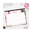 Blue Sky® Joselyn Desk Pad, Rose Artwork, 22 x 17, White/Pink/Peach Sheets, Black Binding, Clear Corners, 12-Month (Jan to Dec): 2025 (BLS102714)