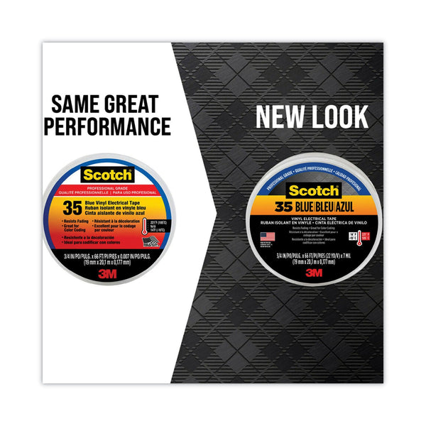 3M™ Scotch 35 Vinyl Electrical Color Coding Tape, 3" Core, 0.75" x 66 ft, Blue (500-10836)