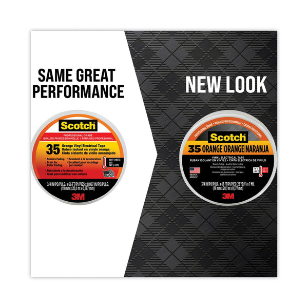 3M™ Scotch 35 Vinyl Electrical Color Coding Tape, 3" Core, 0.75" x 66 ft, Orange (500-10869)