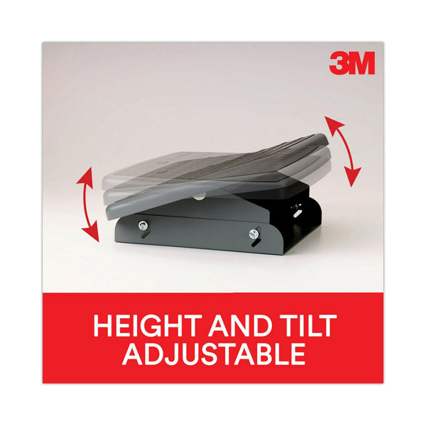 3M™ Adjustable Steel Footrest, Nonslip Surface, 22w x 14d x 4-3/4h, Black/Charcoal (MMMFR530CB)
