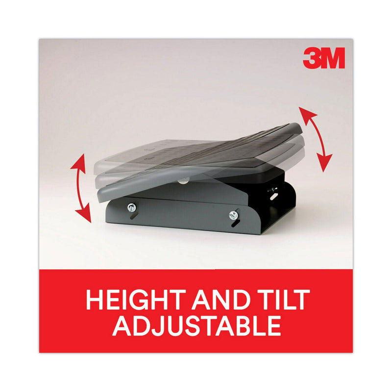 3M™ Adjustable Steel Footrest, Nonslip Surface, 22w x 14d x 4-3/4h, Black/Charcoal (MMMFR530CB)