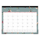 Blue Sky® Greta Academic Year Desk Pad Calendar, Floral Artwork, 22 x 17, White/Green/Pink Sheets, 12-Month (July to June): 2024-2025 (BLS136476)
