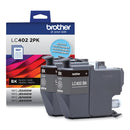 Brother Original High/Standard Yield Inkjet Ink Cartridge - Black - 2 Pack - 550 Pages (BRTLC4022PKS)