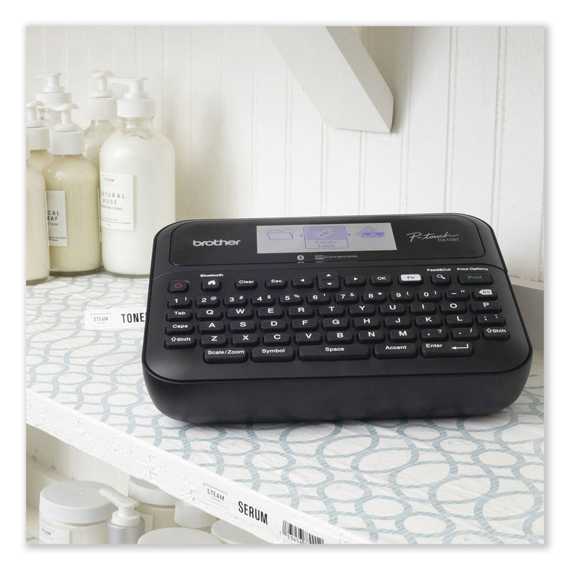 Brother D-610BTVP Connected Label Maker with Color Display, 30 mm/s Print Speed, 14.2 x 6 x 13.3 (BRTPTD610BTVP)