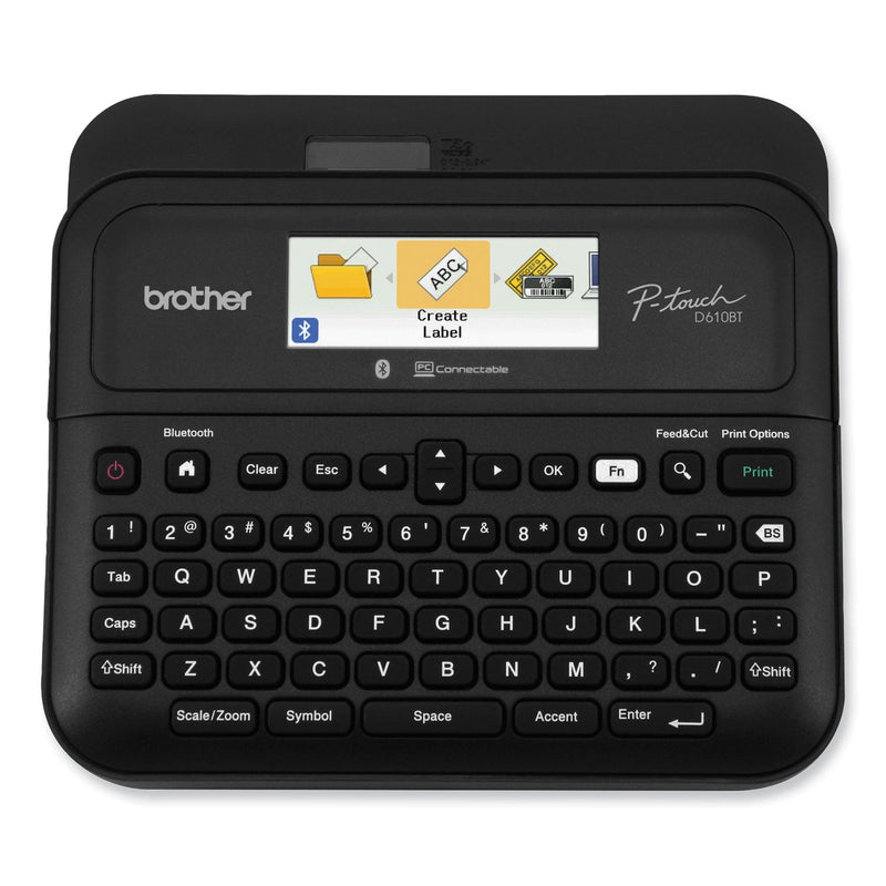 Brother D-610BTVP Connected Label Maker with Color Display, 30 mm/s Print Speed, 14.2 x 6 x 13.3 (BRTPTD610BTVP)