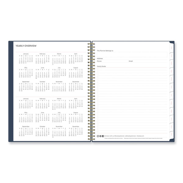 Blue Sky® Ashlyn Weekly/Monthly Planner, Floral Artwork, 11 x 8.5, Navy/Multicolor Cover, 12-Month (Jan to Dec): 2025 (BLS143957)