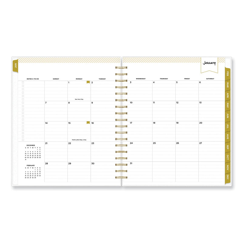 Blue Sky® Day Designer Navy Stripe Daily/Monthly Planner, Horizontal Stripe Artwork, 10 x 8, Navy/White Cover, 12-Month (Jan-Dec): 2025 (BLS142098)