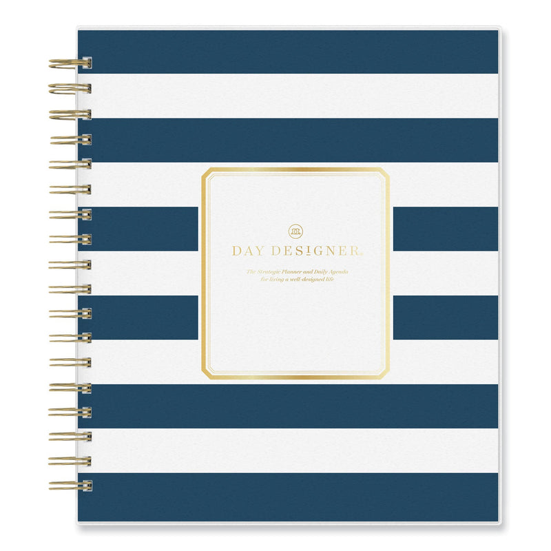 Blue Sky® Day Designer Navy Stripe Daily/Monthly Planner, Horizontal Stripe Artwork, 10 x 8, Navy/White Cover, 12-Month (Jan-Dec): 2025 (BLS142098)