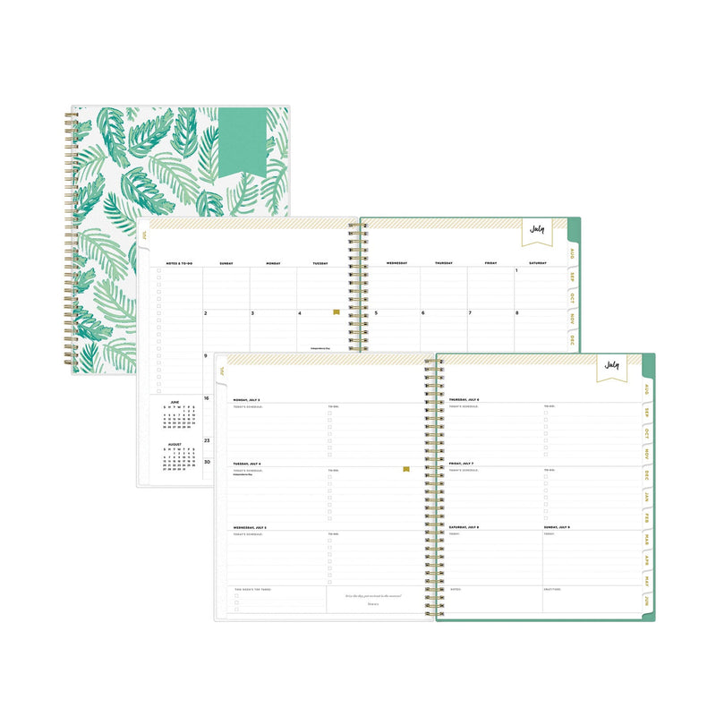 Blue Sky® Day Designer Academic Year Weekly/Monthly Frosted Planner, Palms Artwork, 11 x 8.5, 12-Month (July to June): 2024 to 2025 (BLS137891)