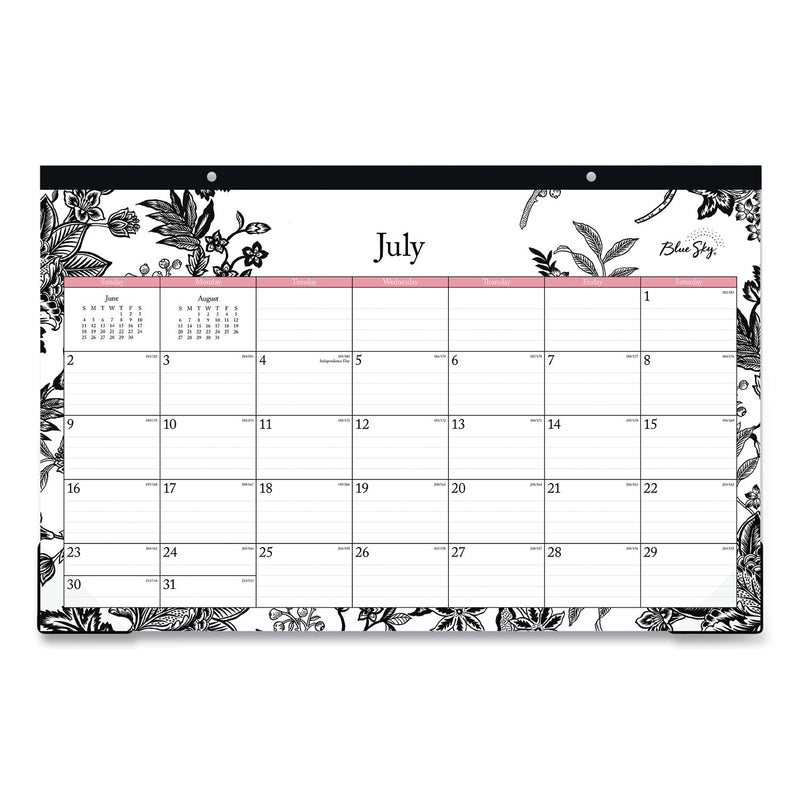 Blue Sky® Analeis Academic Year Desk Pad Calendar, Floral Artwork, 17 x 11, White/Black/Coral Sheets, 12-Month (July-June): 2024-2025 (BLS130617)