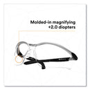 3M™ BX Molded-In Diopter Safety Glasses, +2.0 Diopter Strength, Black/Silver Plastic Frame, Clear Polycarbonate Lens (MMM1137500000)