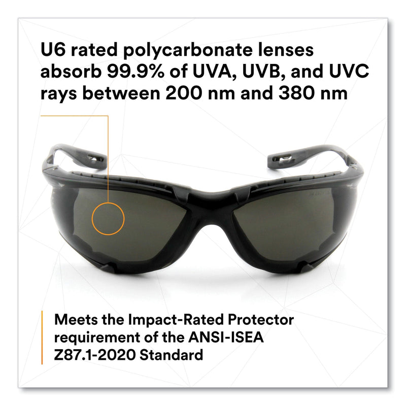 3M™ Virtua CCS Protective Eyewear with Foam Gasket, Black/Gray Plastic Frame, Gray Polycarbonate Lens (MMM1187300000)