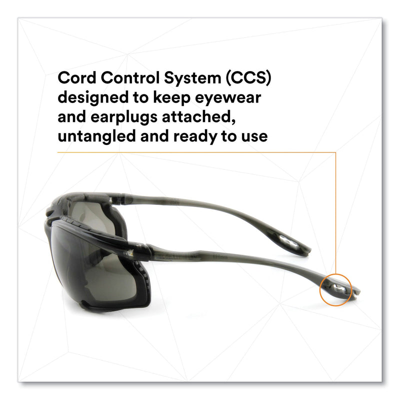 3M™ Virtua CCS Protective Eyewear with Foam Gasket, Black/Gray Plastic Frame, Gray Polycarbonate Lens (MMM1187300000)