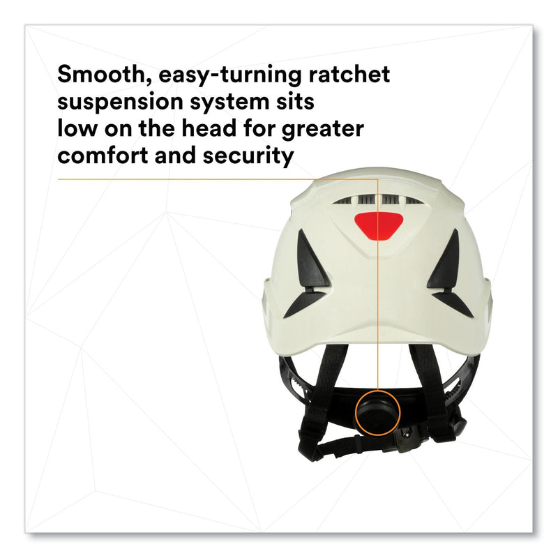 3M™ SecureFit X5000 Series Safety Helmet, Vented, 6-Point Pressure Diffusion Ratchet Suspension, White (MMMX5001VANSI)