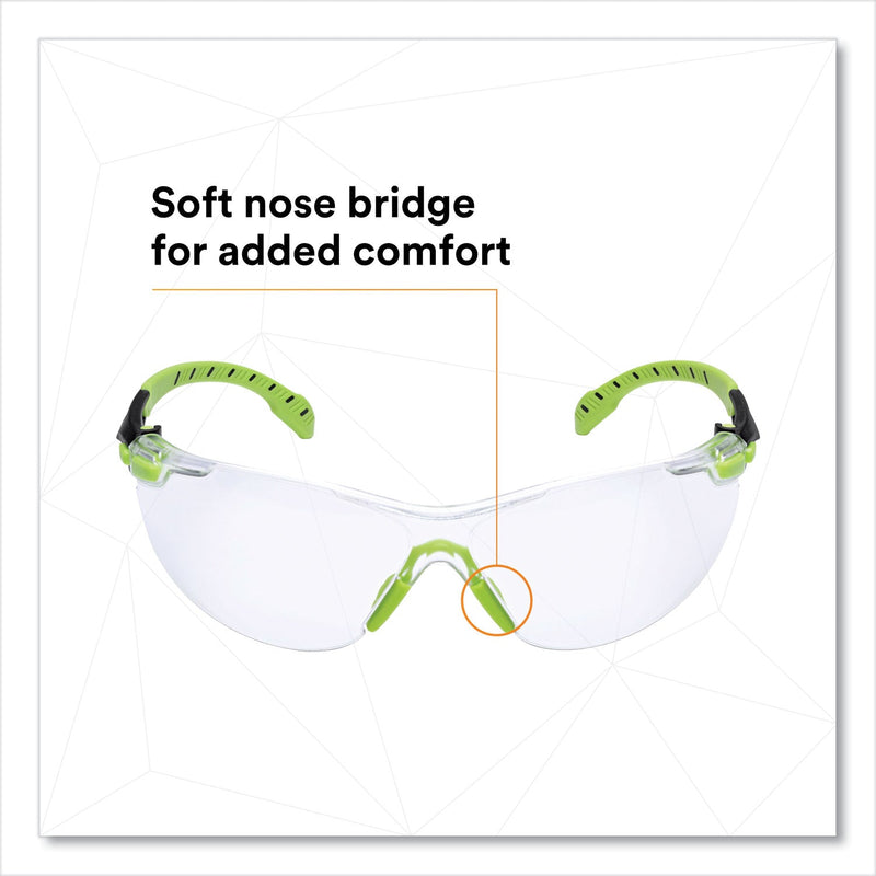 3M™ Solus 1000-Series Safety Glasses, Black/Green Plastic Frame, Clear Polycarbonate Lens (MMMS1201SGAF)