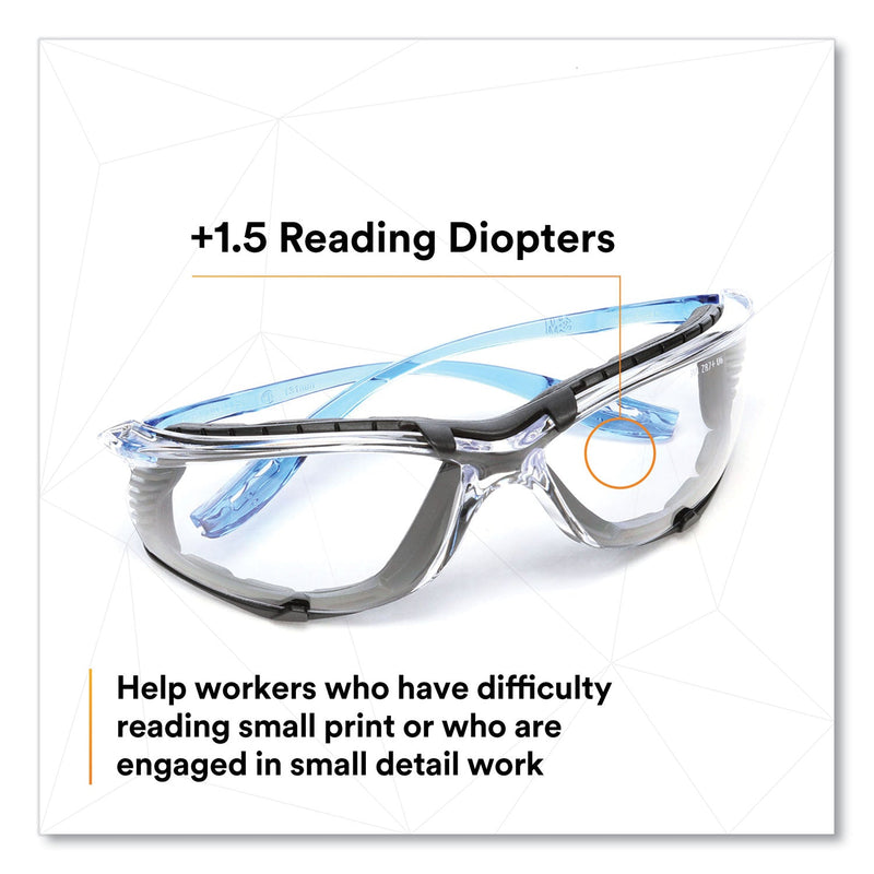 3M™ CCS Protective Eyewear with Foam Gasket, +1.5 Diopter Strength, Blue Plastic Frame, Clear Polycarbonate Lens (MMMVC215AF)