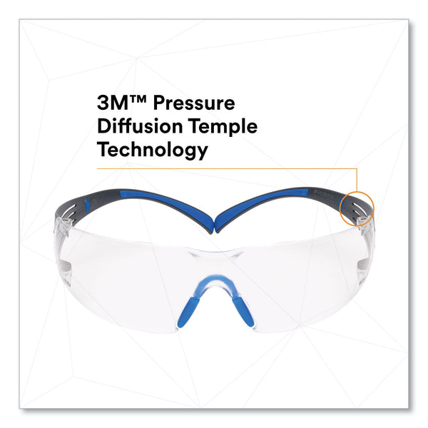 3M™ SecureFit Protective Eyewear, 400 Series, Black/Blue Plastic Frame, Clear Polycarbonate Lens (MMMSF401SGAFBLU)