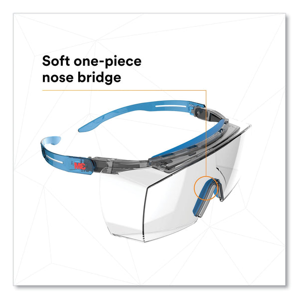 3M™ SecureFit Protective Eyewear, 3700 OTG Series, Blue Plastic Frame, Clean Polycarbonate Lens (MMMSF3701XSGAB)