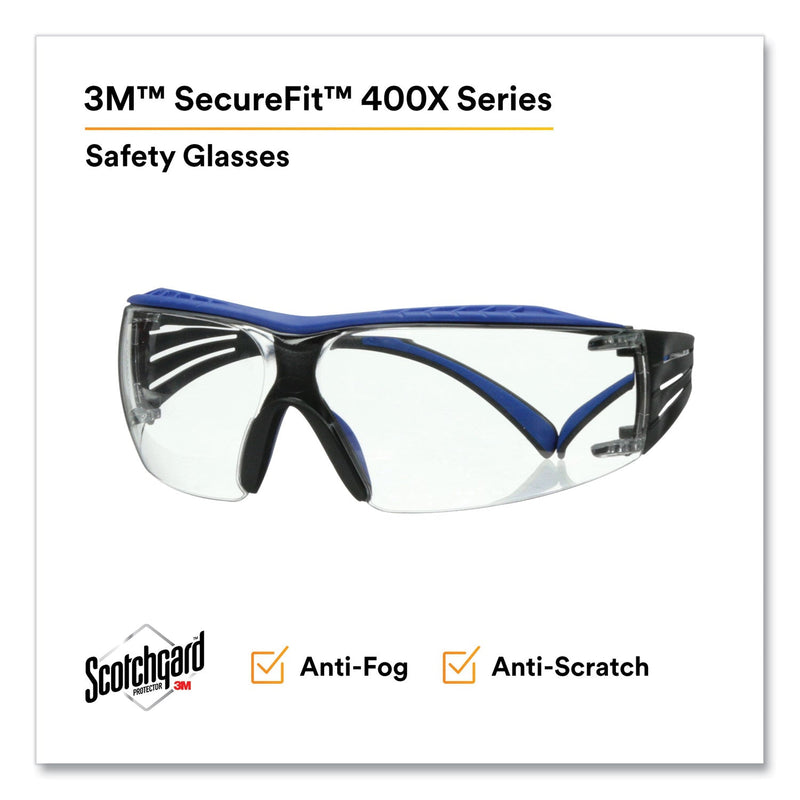 3M™ SecureFit Protective Eyewear, 200 Series, Blue/Gray Plastic Frame, Clear Polycarbonate Lens (MMMSF204SGAFBLU)