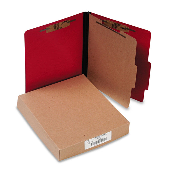 ACCO ColorLife PRESSTEX Classification Folders, 1 Divider, Letter Size, Executive Red, 10/Box (ACC15649)